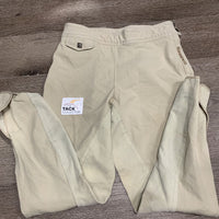 Full Seat Breeches, Side Zip *gc, undone stitching, seam puckers, wavy waist, older, mnr discolored seat & legs