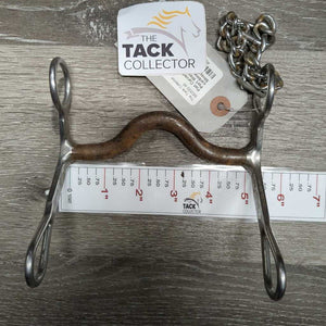Flat Curved SS Sweet Iron High Port Western Curb, curb chain& caribiner *vgc, rust, scratches