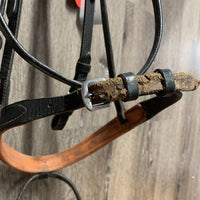 Rsd/Padded Bridle, Flash *gc, v.chewed noseband, stiff, v.loose keepers, scraped edges
