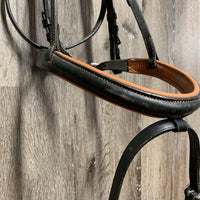 Rsd/Padded Bridle, Flash *gc, v.chewed noseband, stiff, v.loose keepers, scraped edges
