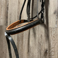 Rsd/Padded Bridle, Flash *gc, v.chewed noseband, stiff, v.loose keepers, scraped edges
