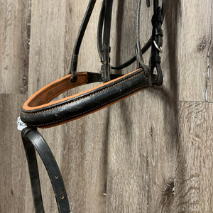 Rsd/Padded Bridle, Flash *gc, v.chewed noseband, stiff, v.loose keepers, scraped edges
