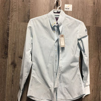 LS Show Shirt, 1 Button Collar *older, seam puckers, pits, gc
