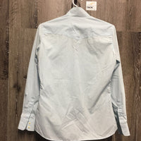LS Show Shirt, 1 Button Collar *older, seam puckers, pits, gc
