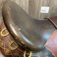 16 W *6" Stockman Bush Rider Aussie Saddle, Stirrup Irons & Leathers, Overgirth, Cotton Web Girth, Wool Covered Panels, Flaps: 21.5"L x 15.5"W
