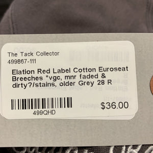 Cotton Euroseat Breeches *vgc, mnr faded & dirty?/stains, older