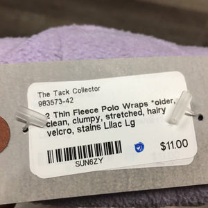 2 Thin Fleece Polo Wraps *older, clean, clumpy, stretched, hairy velcro, stains