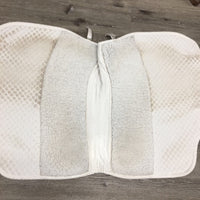Quilt Fleece Saddle Pad, tabs *gc, clean, stained, puckered, clumpy/pilly, mnr tear
