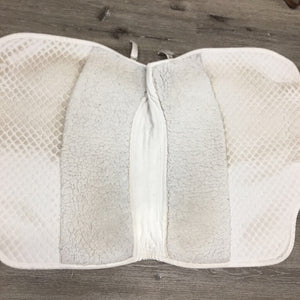 Quilt Fleece Saddle Pad, tabs *gc, clean, stained, puckered, clumpy/pilly, mnr tear
