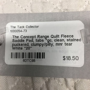 Quilt Fleece Saddle Pad, tabs *gc, clean, stained, puckered, clumpy/pilly, mnr tear