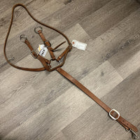 Thick Harness Leather Western Short Running Martingale, adj, snap *vgc, dirt, mnr rust, oxidization
