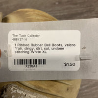 1 Ribbed Rubber Bell Boots, velcro *fair, dingy, dirt, cut, undone stitching
