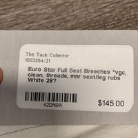 Full Seat Breeches *vgc, clean, threads, mnr seat/leg rubs
