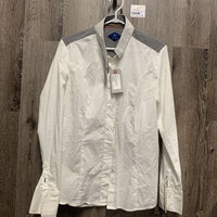 LS Show Shirt, attached Magnetic Collar *vgc, v.wrinkled, v.mnr stains?, loose button threads