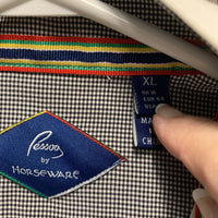 LS Show Shirt, attached Magnetic Collar *vgc, v.wrinkled, v.mnr stains?, loose button threads
