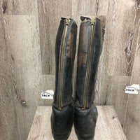 Pr Dress Boots, High Aftermarket Zips *fair, loose heel, older, rubbed, faded, v.stained inside, cracked soles & creases
