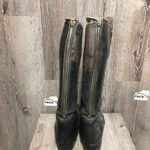 Pr Dress Boots, High Aftermarket Zips *fair, loose heel, older, rubbed, faded, v.stained inside, cracked soles & creases