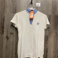SS Jersey Show Shirt, attached Magnetic Collar *gc, hairy, crinkled, folded cuffs, older, seam puckers
