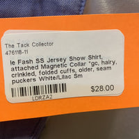 SS Jersey Show Shirt, attached Magnetic Collar *gc, hairy, crinkled, folded cuffs, older, seam puckers
