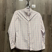 LS Show Shirt, 2 Button Collars *older, gc, seam puckers, bubbled collar & lining
