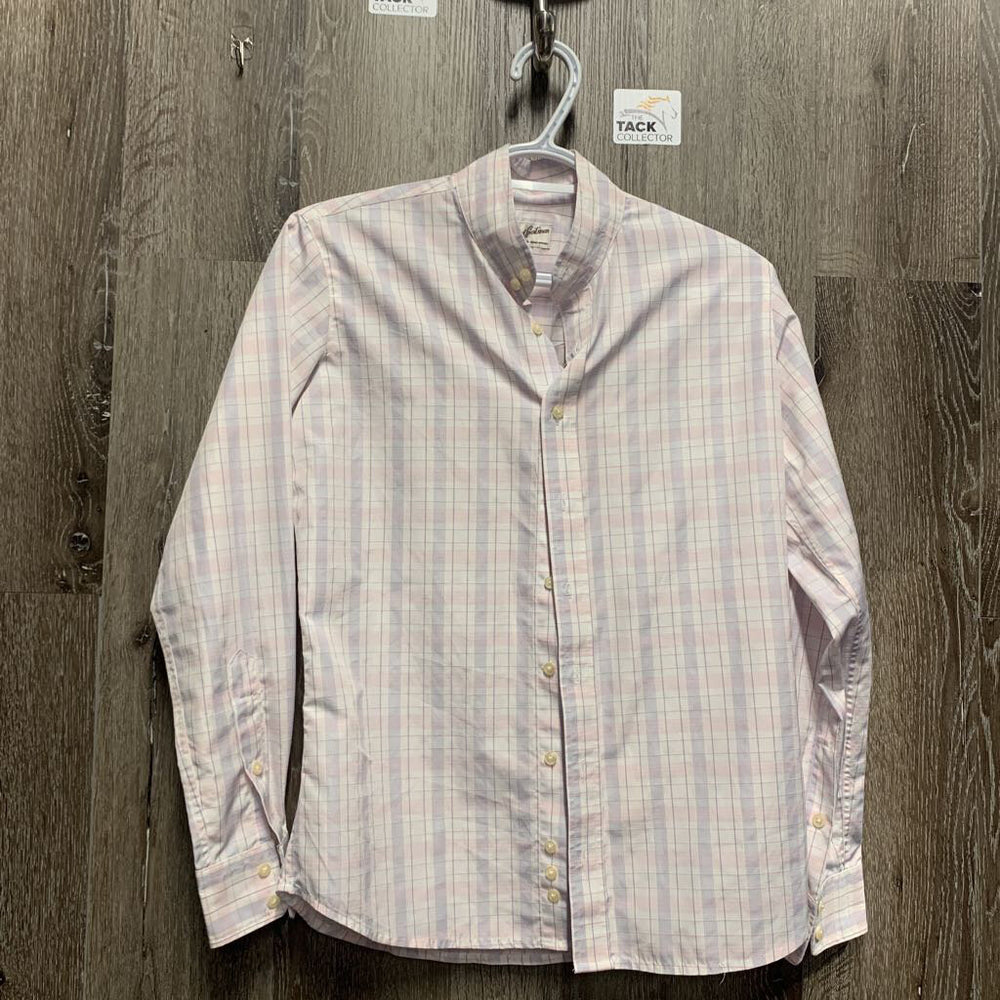 LS Show Shirt, 2 Button Collars *older, gc, seam puckers, bubbled collar & lining