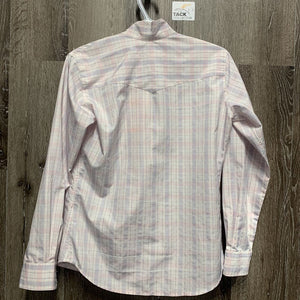 LS Show Shirt, 2 Button Collars *older, gc, seam puckers, bubbled collar & lining