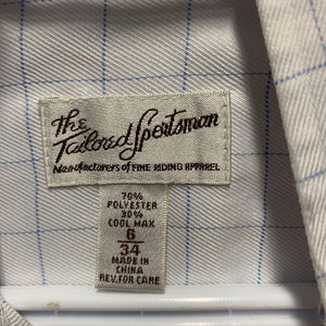 LS Show Shirt, 1 Button Collar *gc, older, snags, seam puckers, frayed collar edge