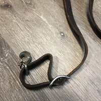 Thick Leather Piece, 2 Buckles, 2 Conways, 2 snaps Harness? Pack Strap? Crupper attachment? *fair, dirty, stiff, twisted, rough edges, dry, stiff, film
