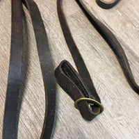 Thick Leather Piece, 2 Buckles, 2 Conways, 2 snaps Harness? Pack Strap? Crupper attachment? *fair, dirty, stiff, twisted, rough edges, dry, stiff, film

