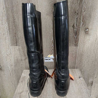 Pr Field Boots, Pull On, Pr White Plastic Forms *gc, clean, scratches, older, fallen, creases, scuffs, rubs
