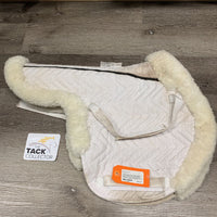 Fitted Sheepskin Hunter Saddle Pad, rolled edge, partial trim *vgc, stains, pills, hair, threads, clumpy

