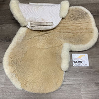 Fitted Sheepskin Hunter Saddle Pad, rolled edge, partial trim *vgc, stains, pills, hair, threads, clumpy
