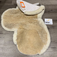 Fitted Sheepskin Hunter Saddle Pad, rolled edge, partial trim *vgc, stains, pills, hair, threads, clumpy