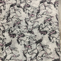 Lt Cotton Infinity Scarf "Running Horses" *vgc, mnr snags
