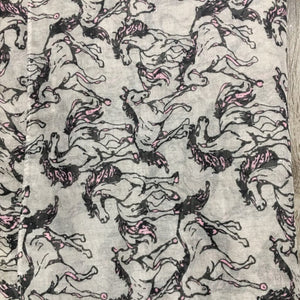 Lt Cotton Infinity Scarf "Running Horses" *vgc, mnr snags