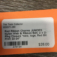 JUNIORS? Nylon Web & Ribbon Belt, 2 x D-Ring Closure *new, tags