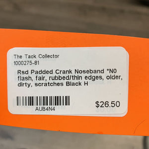 Rsd Padded Crank Noseband *N0 flash, fair, rubbed/thin edges, older, dirty, scratches