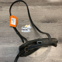 Thick Rsd Padded Crank Noseband, Flash *older, v.dirty, rubbed/thin edges, curled/folded ends, xholes
