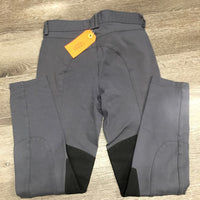Hvy Cotton Euroseat Breeches *vgc, MISSING Button, SM HOLE, mnr undone stitching, threads & pills, seam pulls

