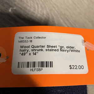 Wool Quarter Sheet *gc, older, hairy, shrunk. stained