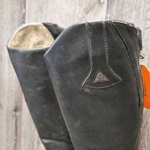 Pr Tall Leather Winter Dress Boots, zips *gc, dirty, faded, scuffs, zips: stiff, bent/wavy, scratches, scrapes, faded, older?