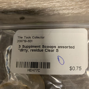 3 Supplment Scoops assorted *dirty, residue
