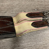 Padded Leather Girth, 2x els *fair, older, torn/cut elastic edges, v.dirty, scratches, hairy seams, v.creased
