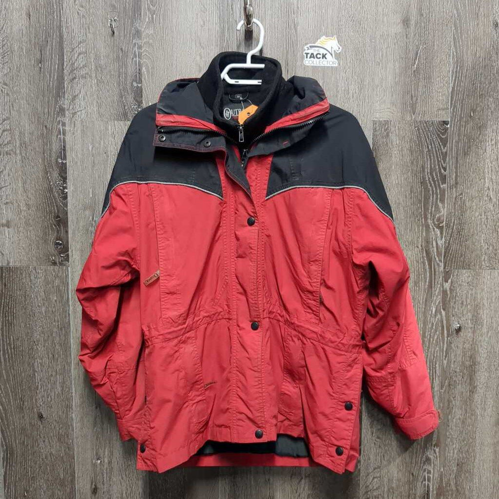 Light Coat, fleece zip in liner, detach hood *fair, faded, pilly, hair, older, stains, mnr dirt, seam puckers