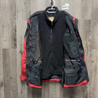 Light Coat, fleece zip in liner, detach hood *fair, faded, pilly, hair, older, stains, mnr dirt, seam puckers
