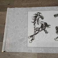 Cloth Brushwork Running Horses Roll up Scroll, 2 strings *vgc, loose nail, peeling paper ends
