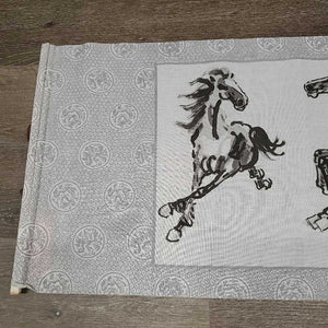 Cloth Brushwork Running Horses Roll up Scroll, 2 strings *vgc, loose nail, peeling paper ends