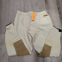 Side Zip Breeches *fair, older, stains, pulled seat seams, seam puckers, stretched knees, v.pilly lining

