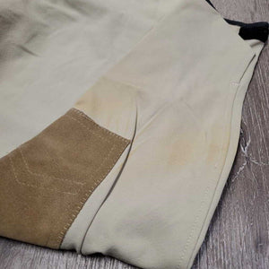 Side Zip Breeches *fair, older, stains, pulled seat seams, seam puckers, stretched knees, v.pilly lining