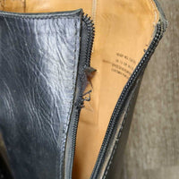 Pr Dress Boots, aftermarket Zips *BROKEN Left zip, vgc, mnr dirt & creases, older
